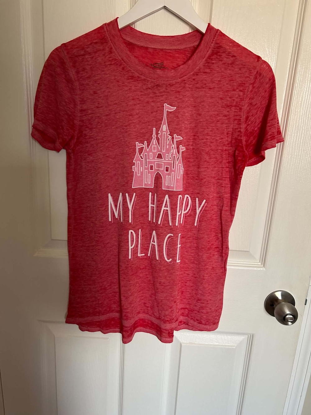 Disney Heather Red 'My Happy Place' Castle Graphic Tee